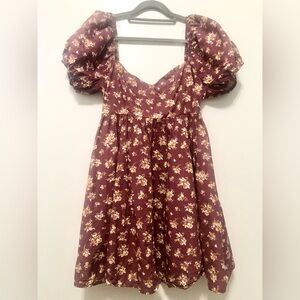 Altar’d State Maroon/Rust Floral Babydoll 100% Cotton Dress Size L - FLAWED